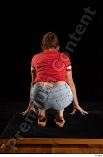 Ruby  1 dressed flip flop jeans shorts kneeling red…